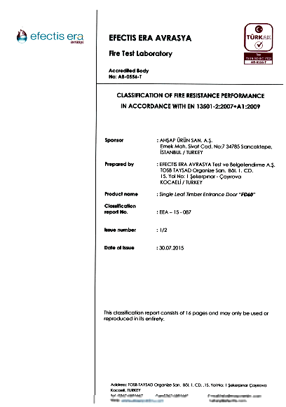 Ateşe Dayanıklılık Performansı